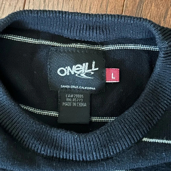 O'Neill Men's Black and White Crewneck sweater 100% cotton super soft size L - Picture 4 of 10
